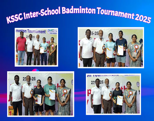 Four students participated in the KSSC Inter-School Badminton Tournament, organized by Valaraigate Vidyalaya, Thiruchengode on 1st November 2025.