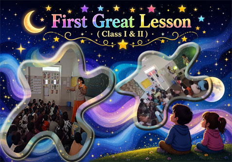 Children of classes I & II attended the First Great Lesson, which introduced them to the story of the origin of the universe and Earth.