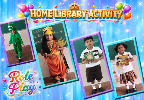 "Reading is a basic tool in the living of a good life." Children of Class III – V participated in the Home Library Activity. Children shone brightly in the Home Library Activity. They brought storyboard characters to life with energetic performances, creative costumes and impressive dialogues. Their enthusiasm and talent were truly captivating.